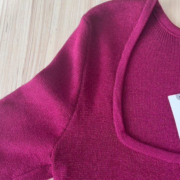 NWT MAEVE by Anthropologie sweater M bell sleeve square neck metallic holidays - Picture 4 of 8